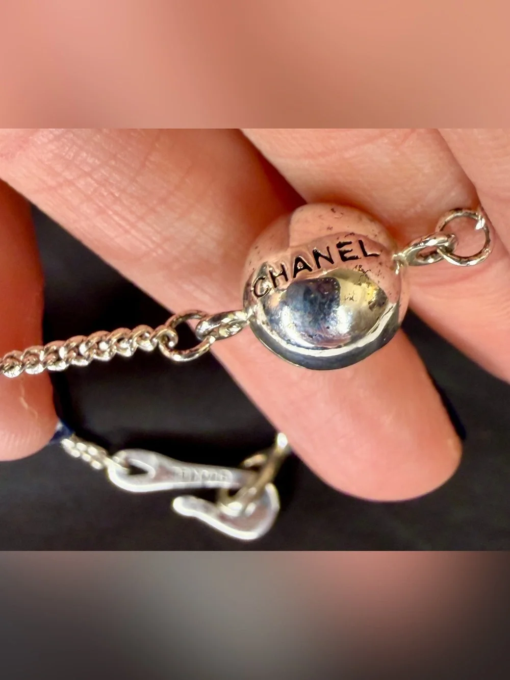 CHANEL Vintage .925 Sterling Silver Bead Bracelet | 98P | Full Set | Vintage